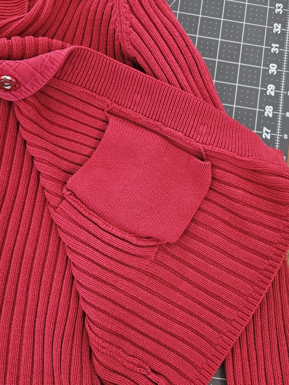 Moda International Red Ribbed Snap-Front Cardigan - Picture 7 of 7